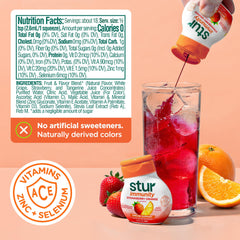 Stur bottle label showing ingredients and vitamin C details