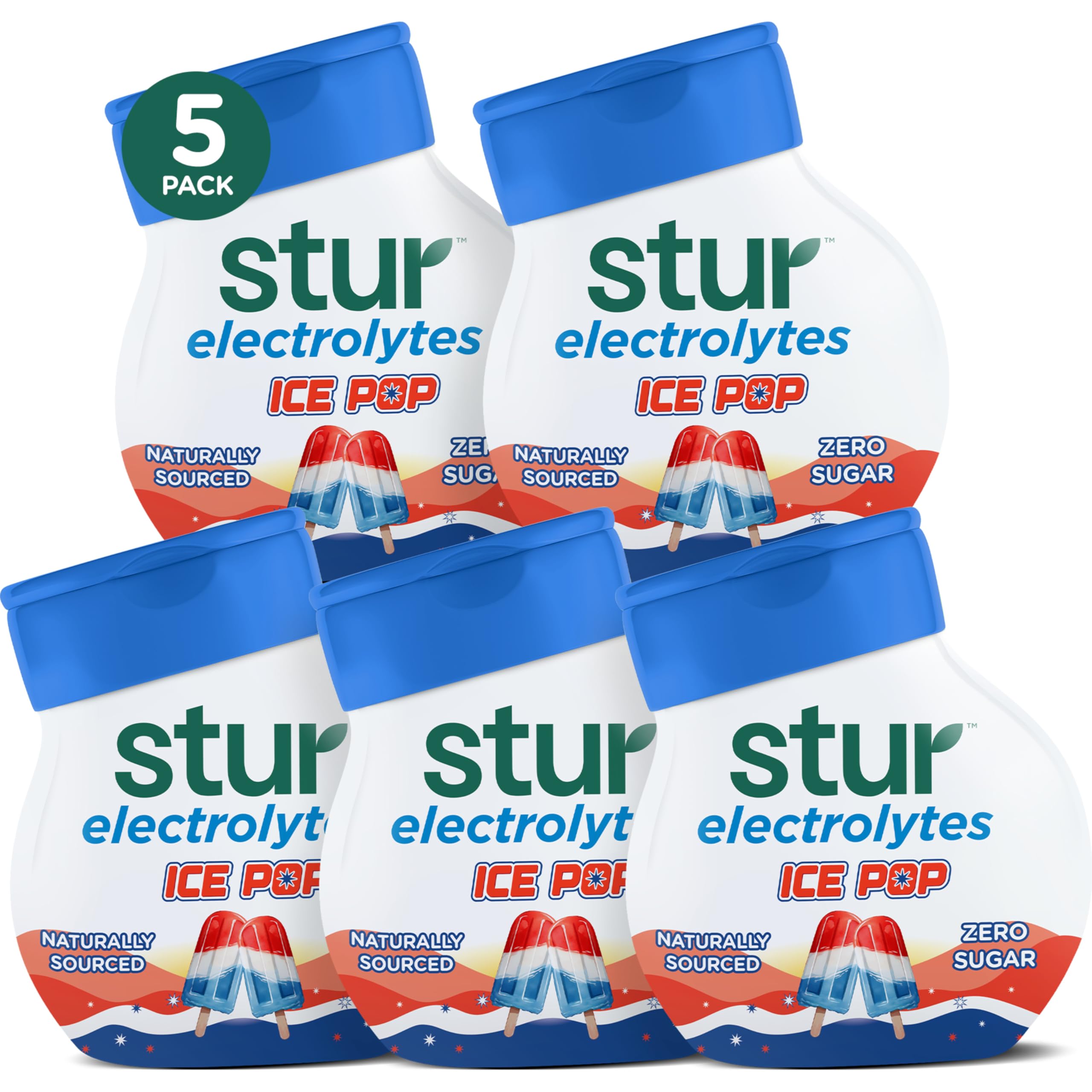 Stur front packaging showing five bottles and product name for easy selection