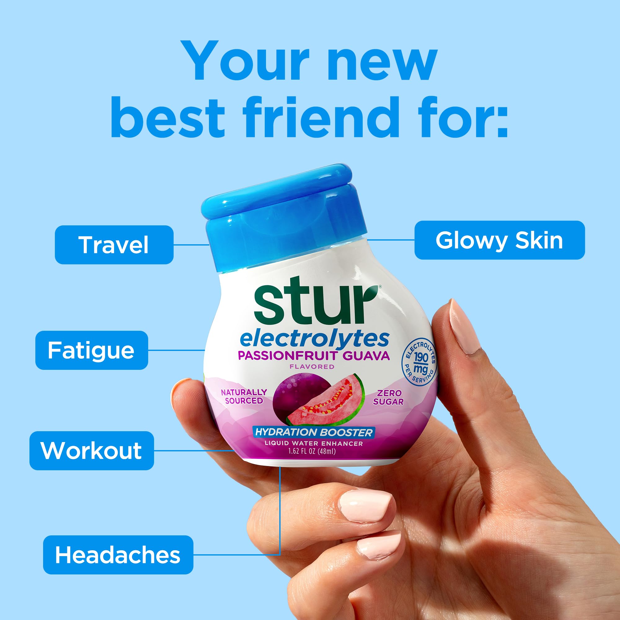 Flatlay of Stur with fruit extracts and vegetable dyes, illustrating natural ingredients