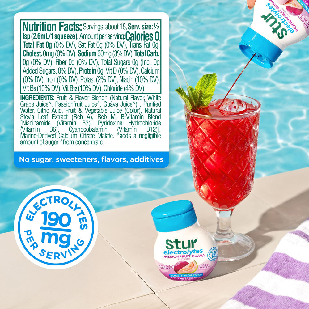 Stur liquid drop mixing into water, showing instant flavor infusion