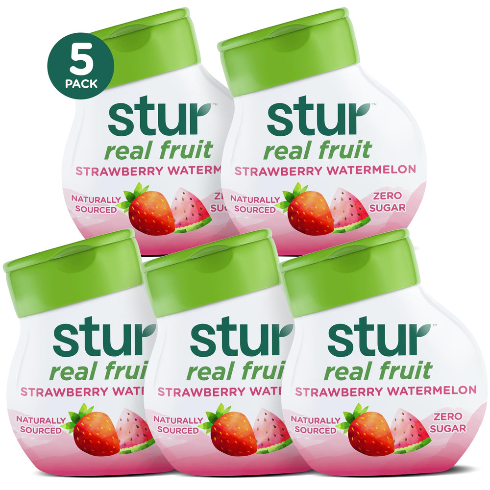 Stur bottle front packaging showing strawberry watermelon and portable benefit