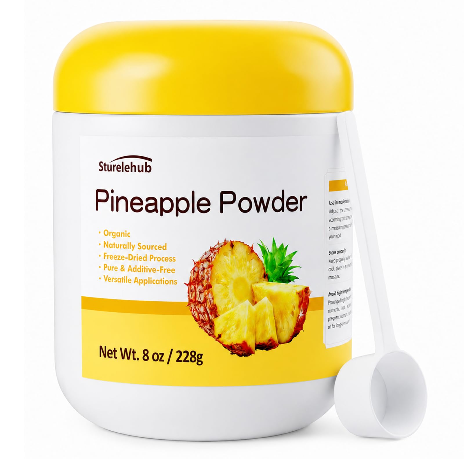Sturelehub pineapple powder front packaging showing label and weight benefit