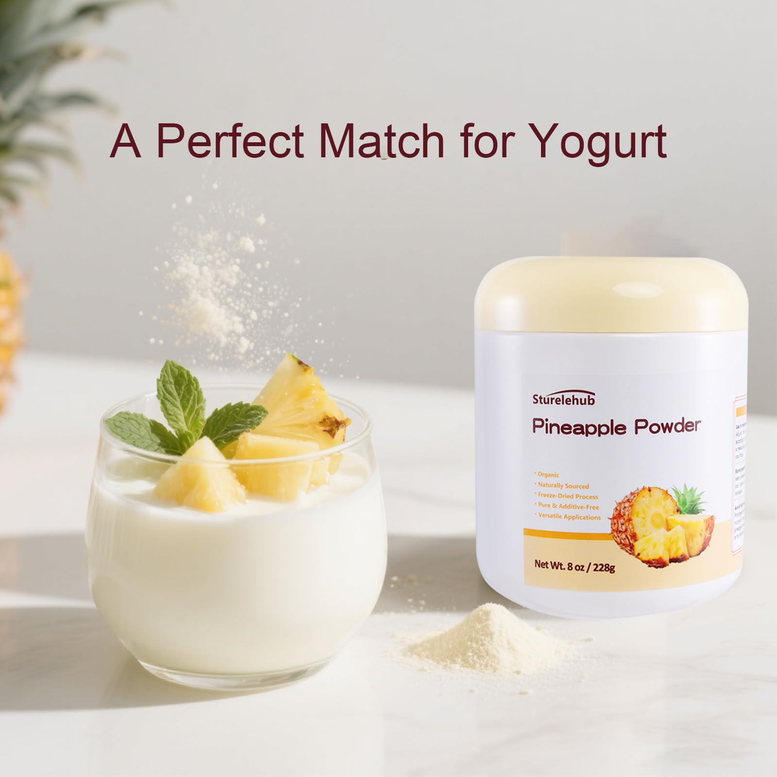 Sturelehub pineapple powder blended in smoothie bowl for quick tropical flavor