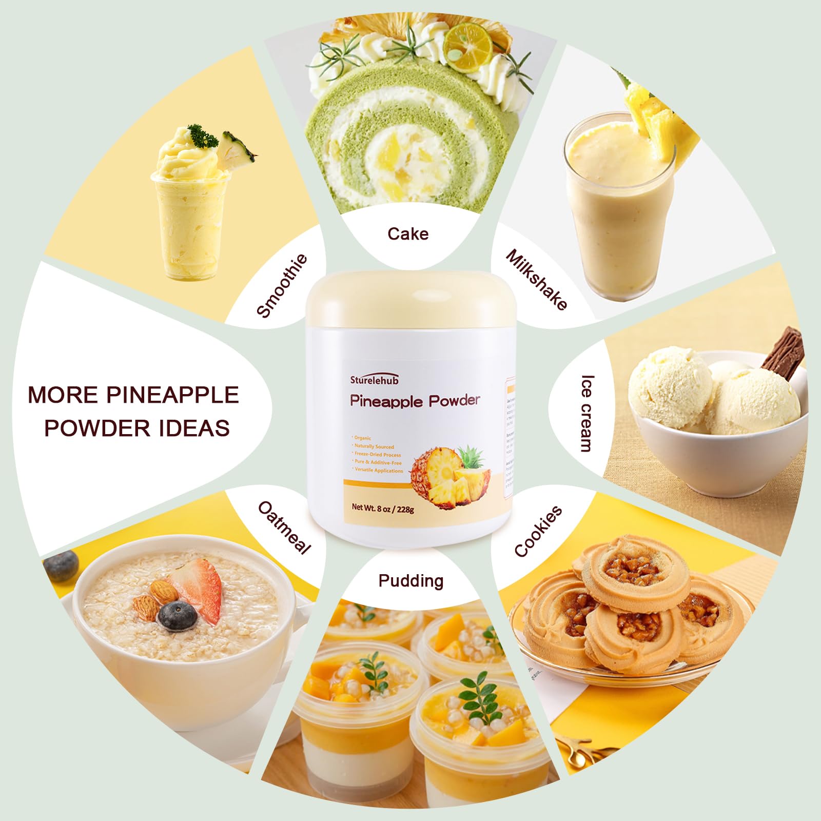 Sturelehub pineapple powder stored in airtight jar demonstrating shelf-stable convenience