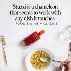 Stuzzi Hot Sauce ingredients with Campanian peppers and vinegar for authentic taste