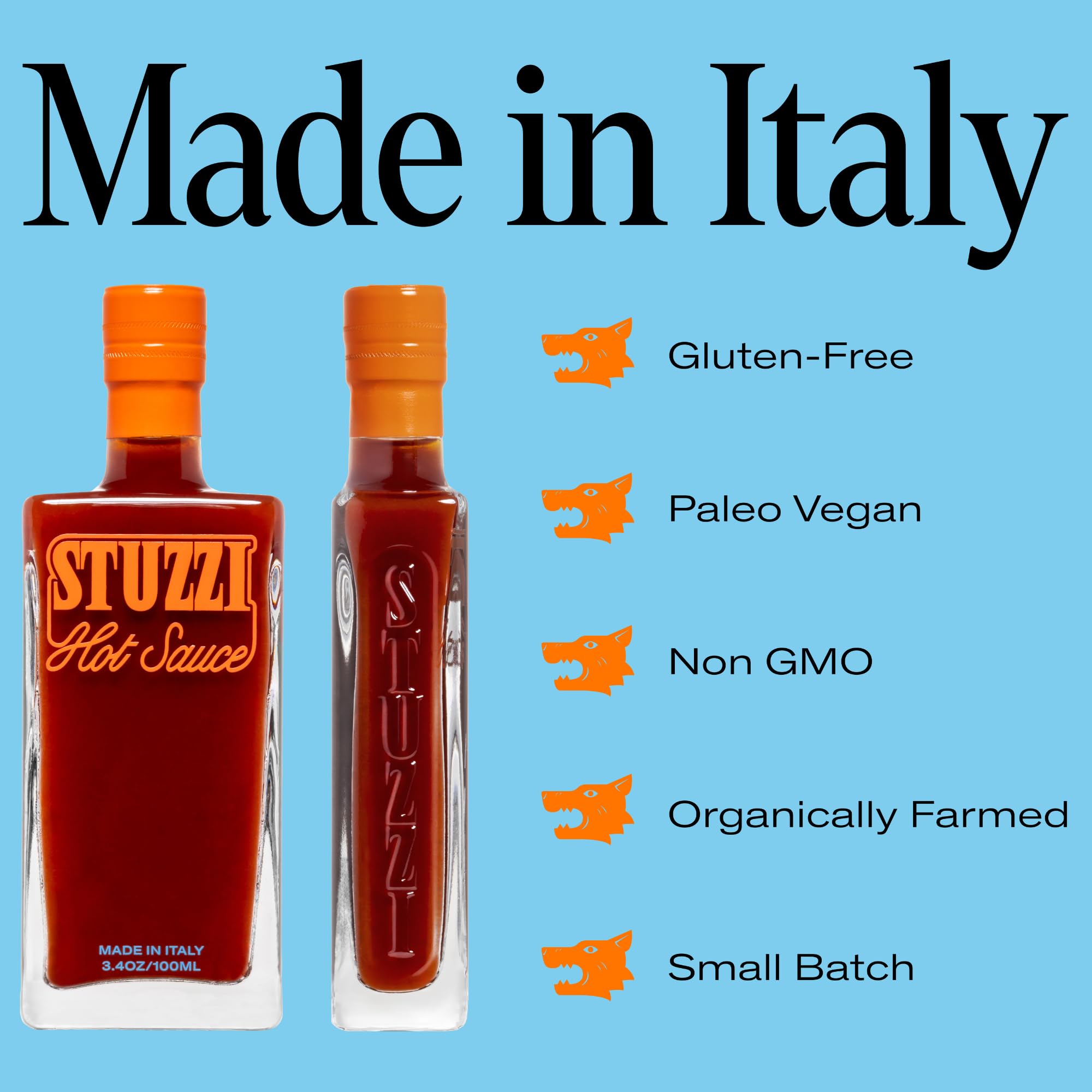 Stuzzi Hot Sauce pouring over pasta for bright flavor and balanced heat