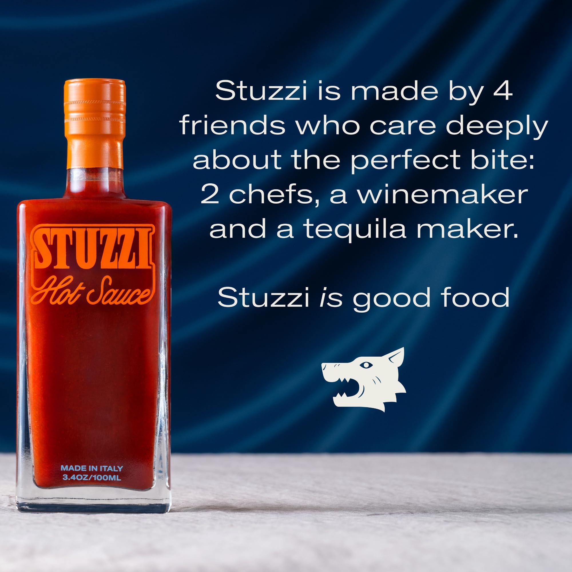 Stuzzi Hot Sauce in a dipping dish to showcase pourability and condiment use