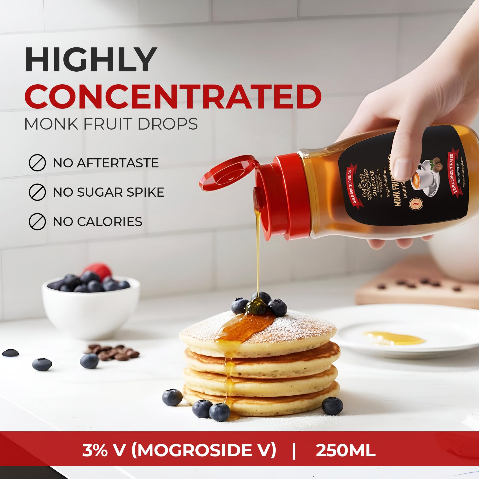 SubSugar being added to coffee cup showing fast mixing and no aftertaste benefit