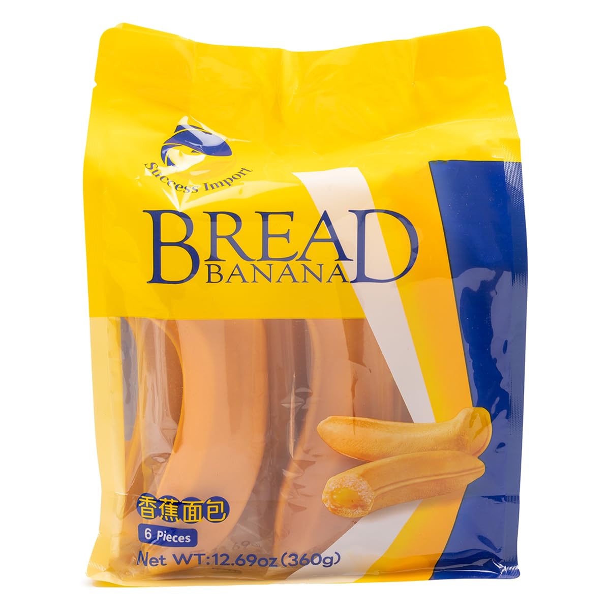 Success Imports front packaging showing six individually wrapped banana cakes for convenience