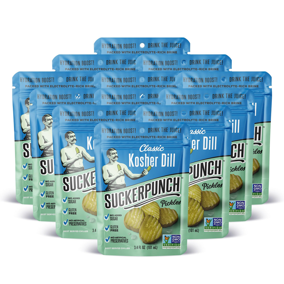 SUCKERPUNCH front packaging showing pouch and brand benefit fresh snack