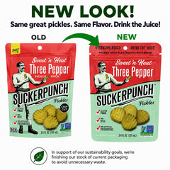 SUCKERPUNCH pickle chip close-up revealing crisp texture and crunchy benefit