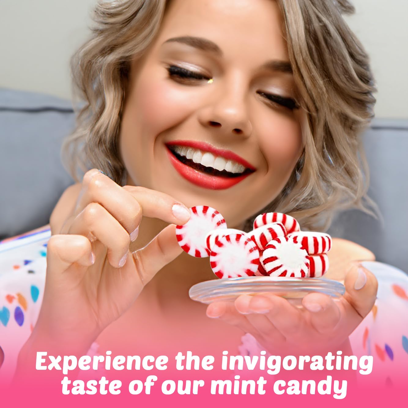 SUGADELIC peppermint mints arranged in bowl display, attractive party presentation benefit
