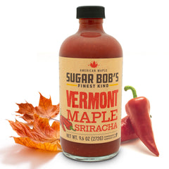 Sugar Bob's front label displaying maple sriracha flavor and net weight for clear product ID