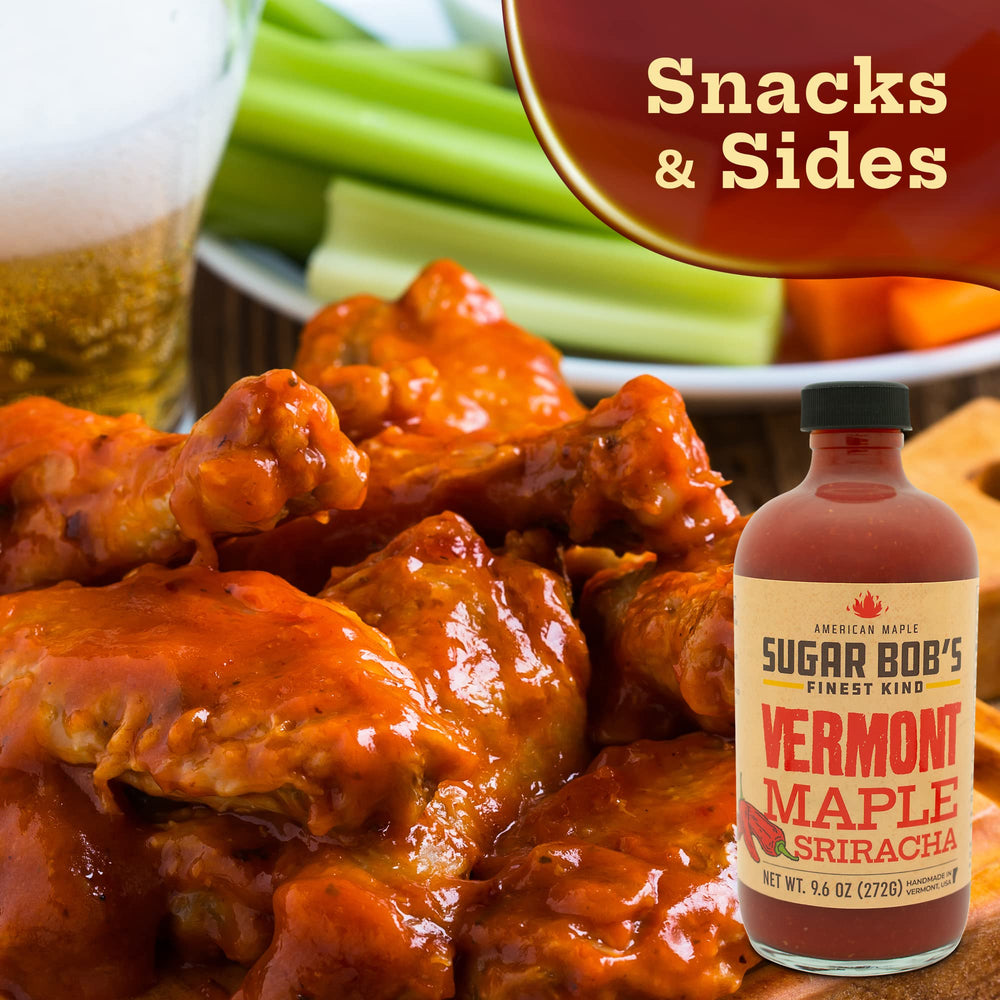 Sugar Bob's maple sriracha drizzled on scrambled eggs adding sweet-spicy flavor boost