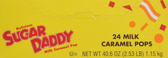 Sugar Daddy lollipop held in hand showing size and long-lasting caramel enjoyment
