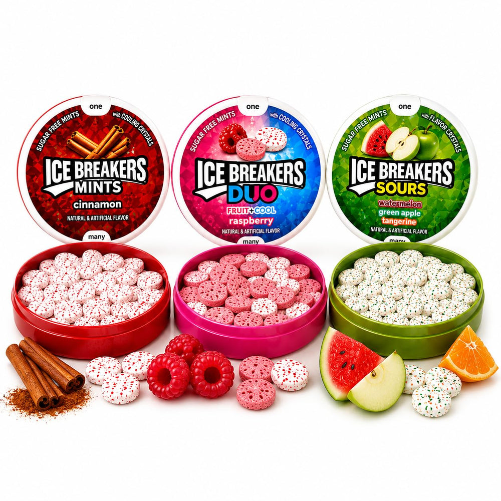 Sugarloft Co. Ice Breakers front packaging showing six sugar-free tins for quick refresh