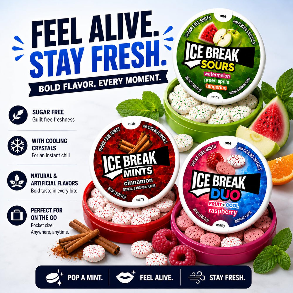 Sugarloft Co. Ice Breakers tin in a pocket showing compact size and on-the-go freshness