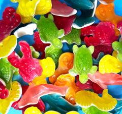 Sugarloo World gummies in a bowl at a party creating colorful themed decor