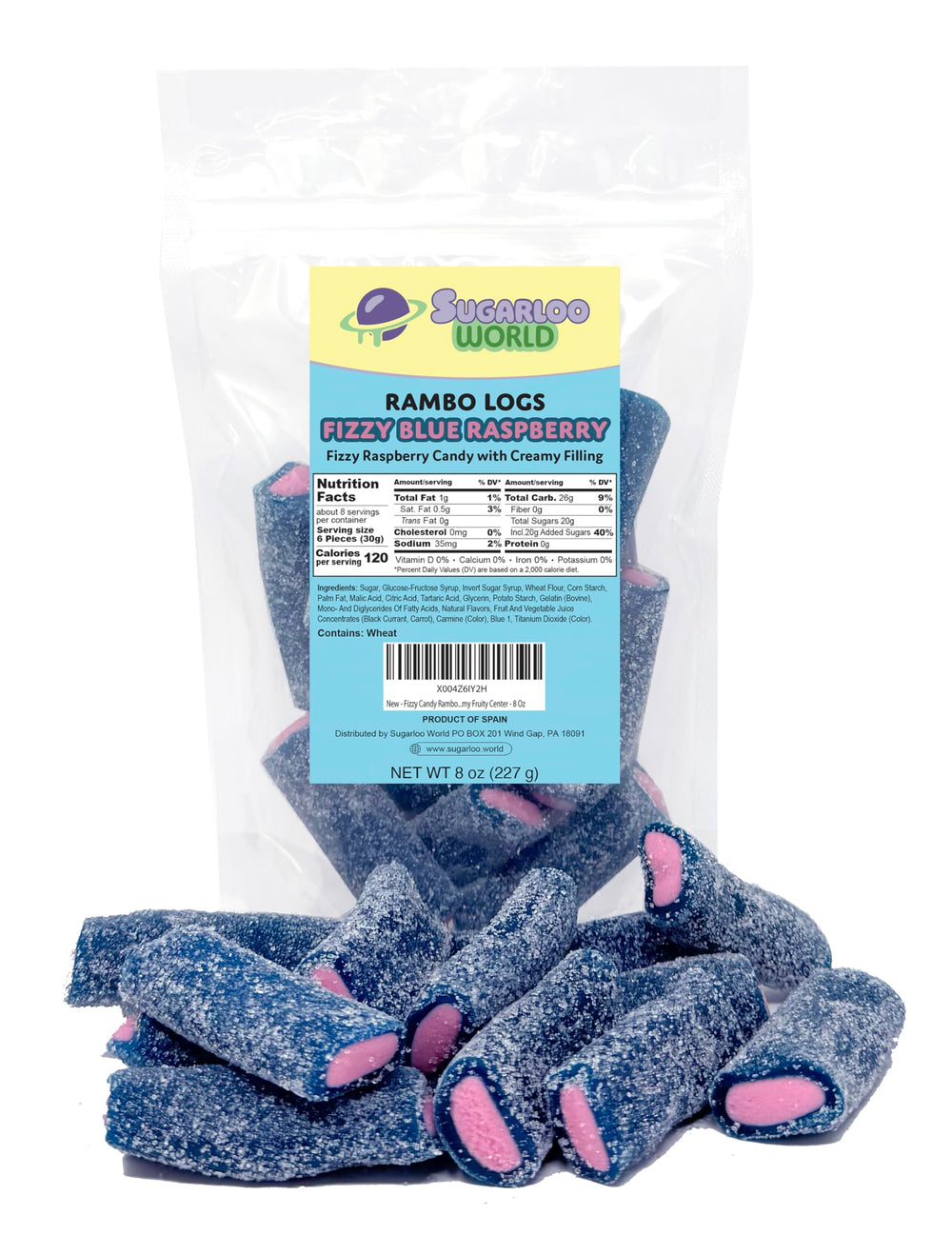 Sugarloo World front packaging showing resealable 8oz bag and product branding benefit freshness