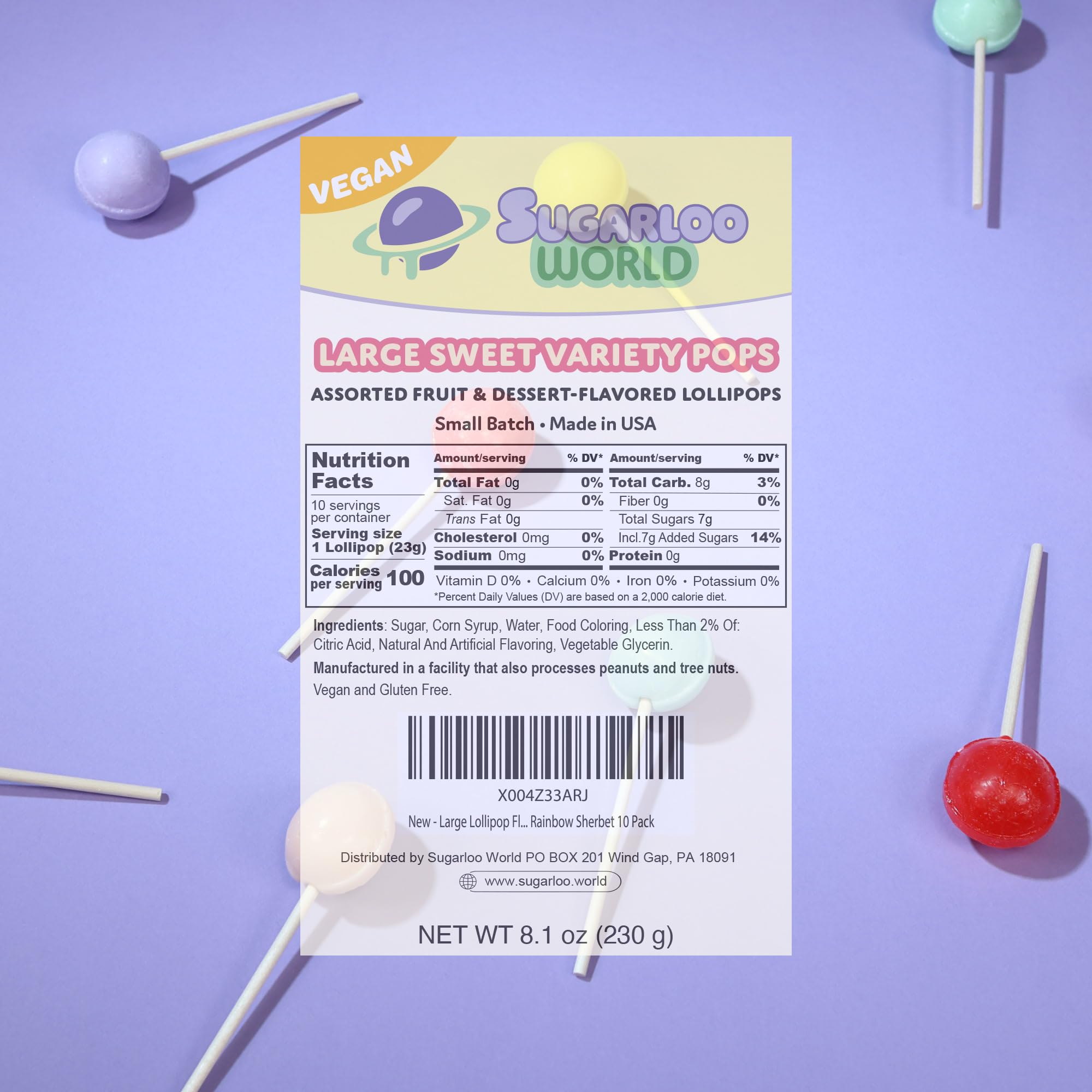 Sugarloo World party display in a jar highlighting colorful lollipops ideal for gifting