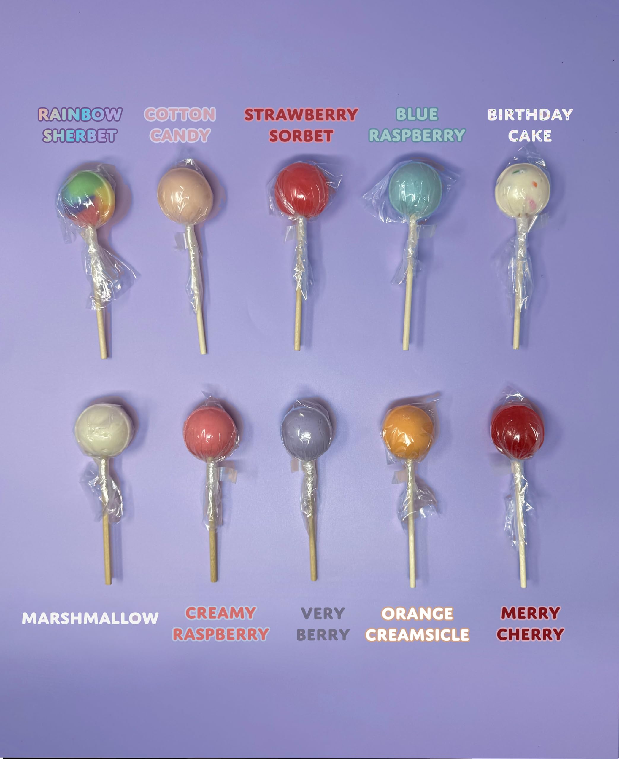 Sugarloo World size comparison with lollipop next to a hand to show scale and serving ease