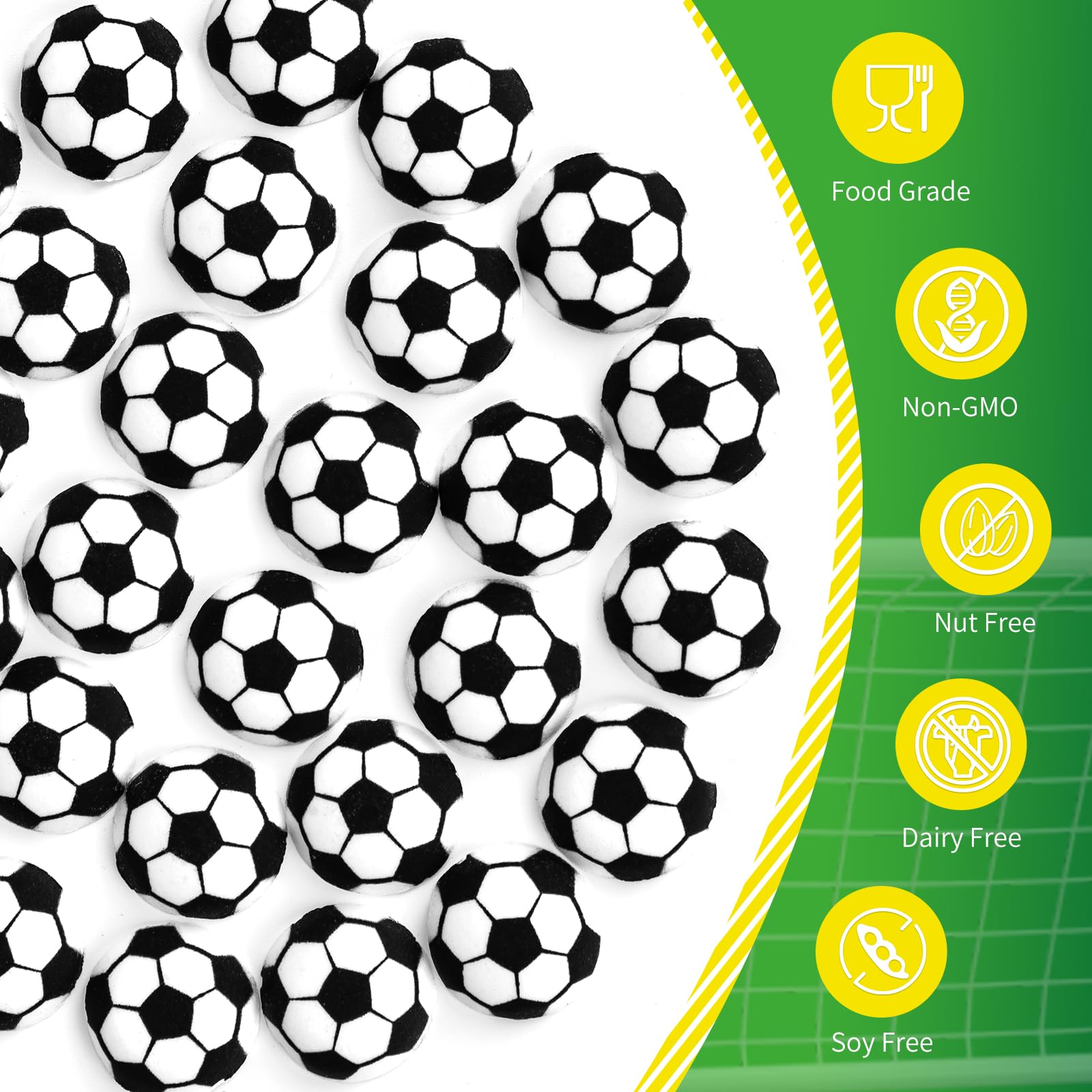 Sugarzy cupcake topped with a soccer ball topper for instant theme effect