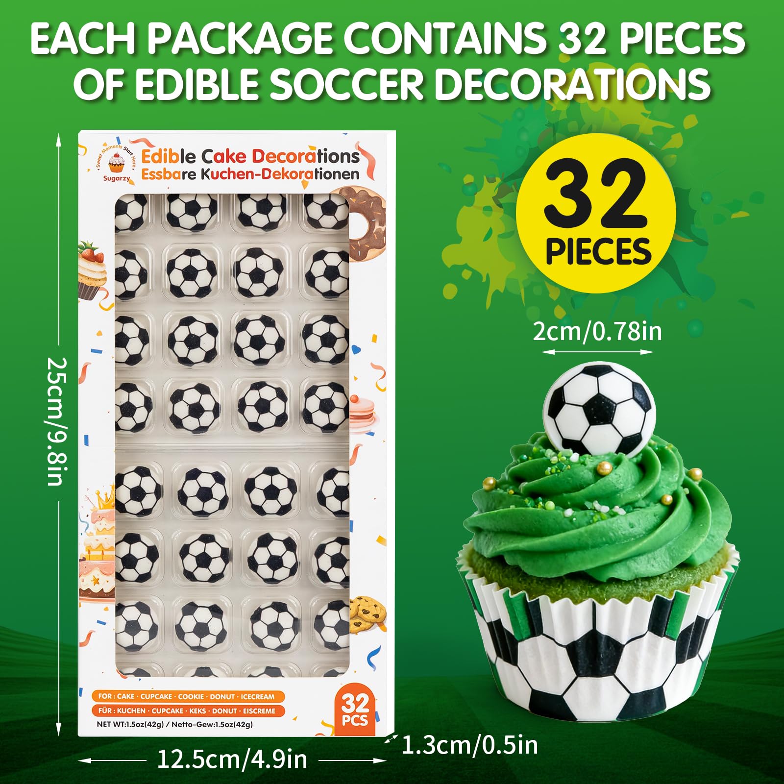 Sugarzy donuts adorned with soccer sprinkles adding festive look