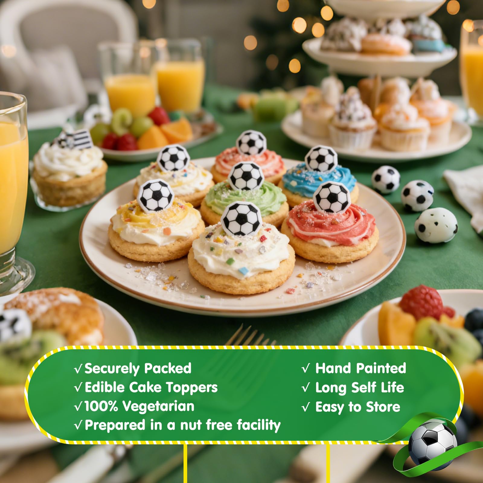 Sugarzy ice cream sundae finished with soccer toppers for fun visuals