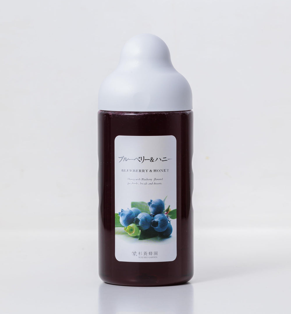杉養蜂園 Sugi Bee Garden jar front view showing label and rich blueberry-honey color, ideal for gifting
