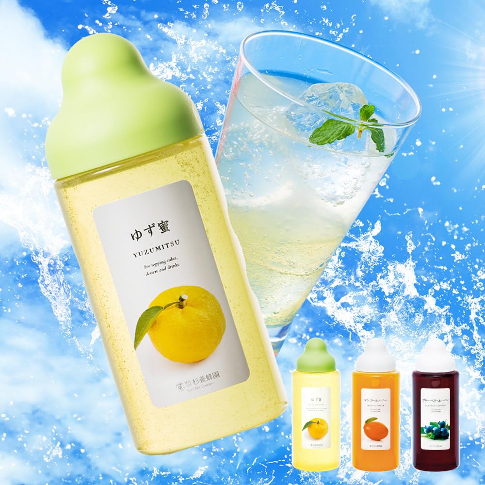 杉養蜂園 yuzu fruit and honeycomb display showing natural ingredients and freshness benefit