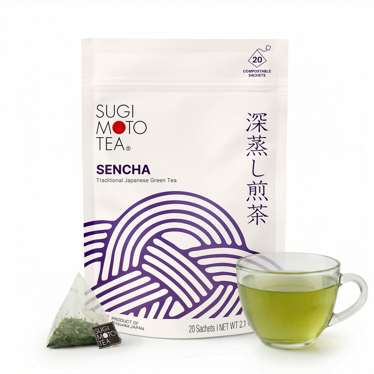 SUGIMOTO TEA front packaging showing brand and 20-count convenience