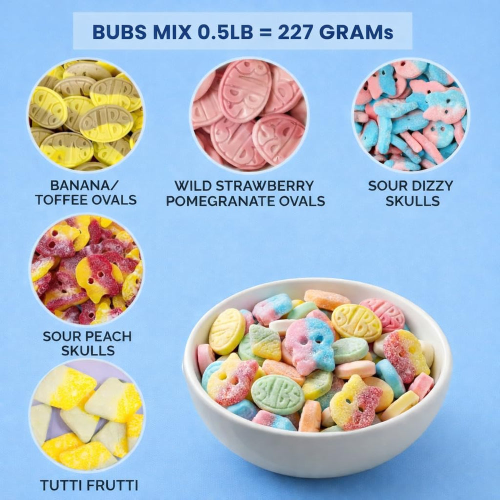 SUKAR assorted shapes mix displaying colorful skulls and ovals for fun