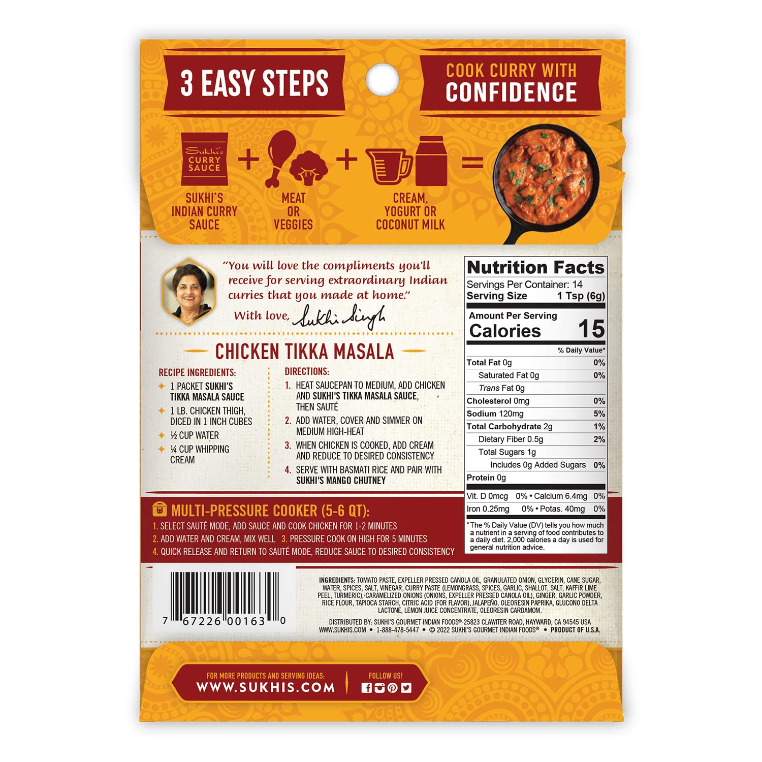 Sukhi's open jar revealing smooth tikka masala paste texture and concentrated flavor