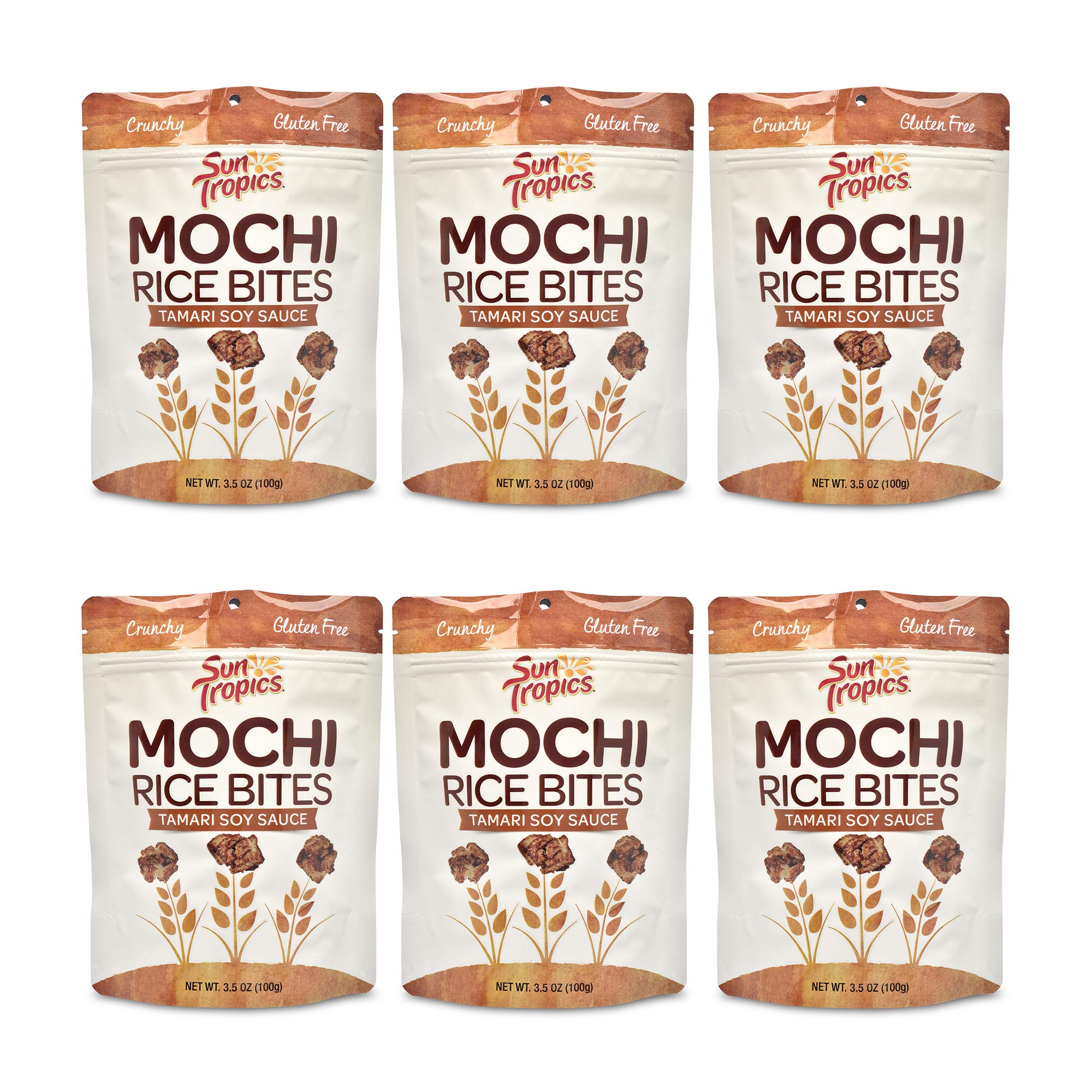 Sun Tropics close-up of mochi bite texture highlighting crisp crunch and toasted surface for appetizing detail