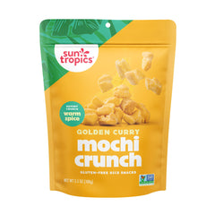 Sun Tropics close-up of crunchy mochi bite highlighting airy texture and satisfying crunch