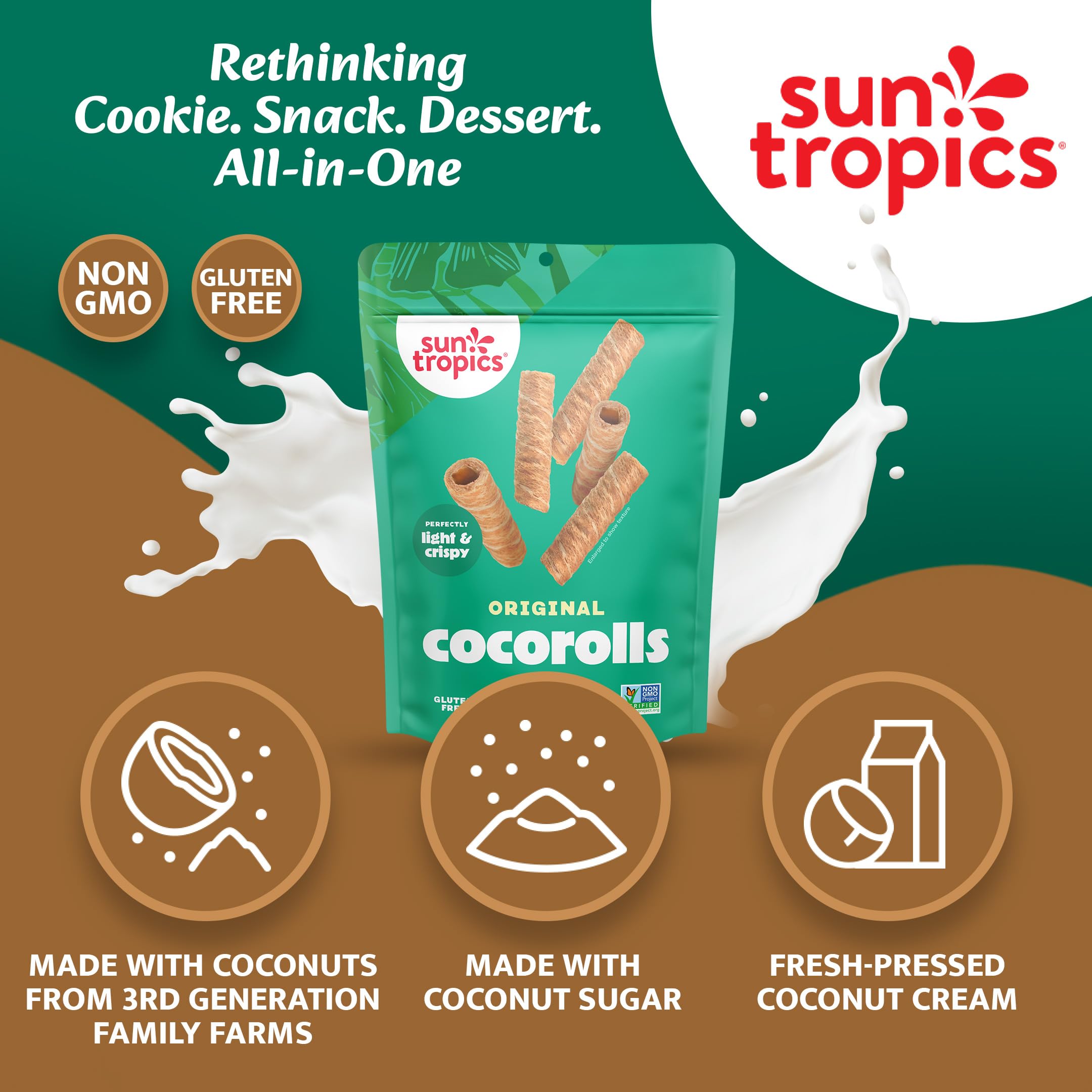Sun Tropics CocoRolls dipped in coffee showing how wafers soften and flavor beverages