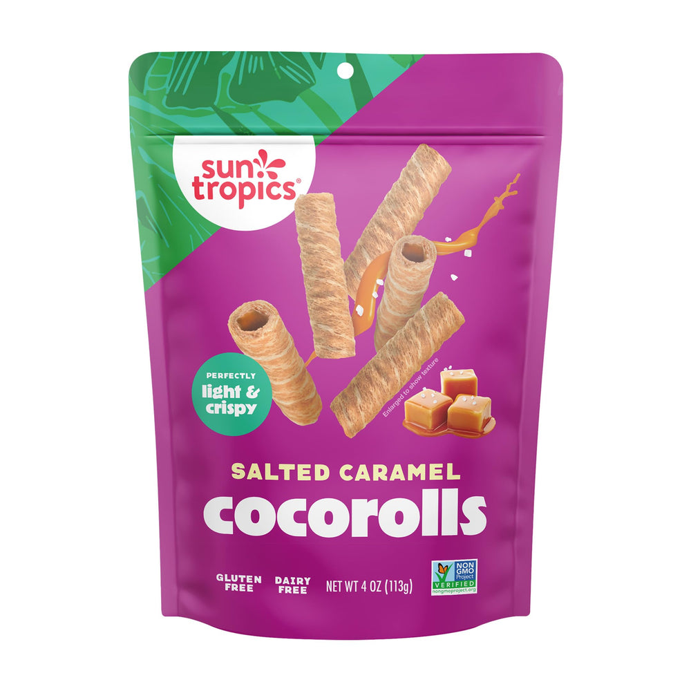 Sun Tropics CocoRolls crumbled over ice cream adding coconut crunch and contrast