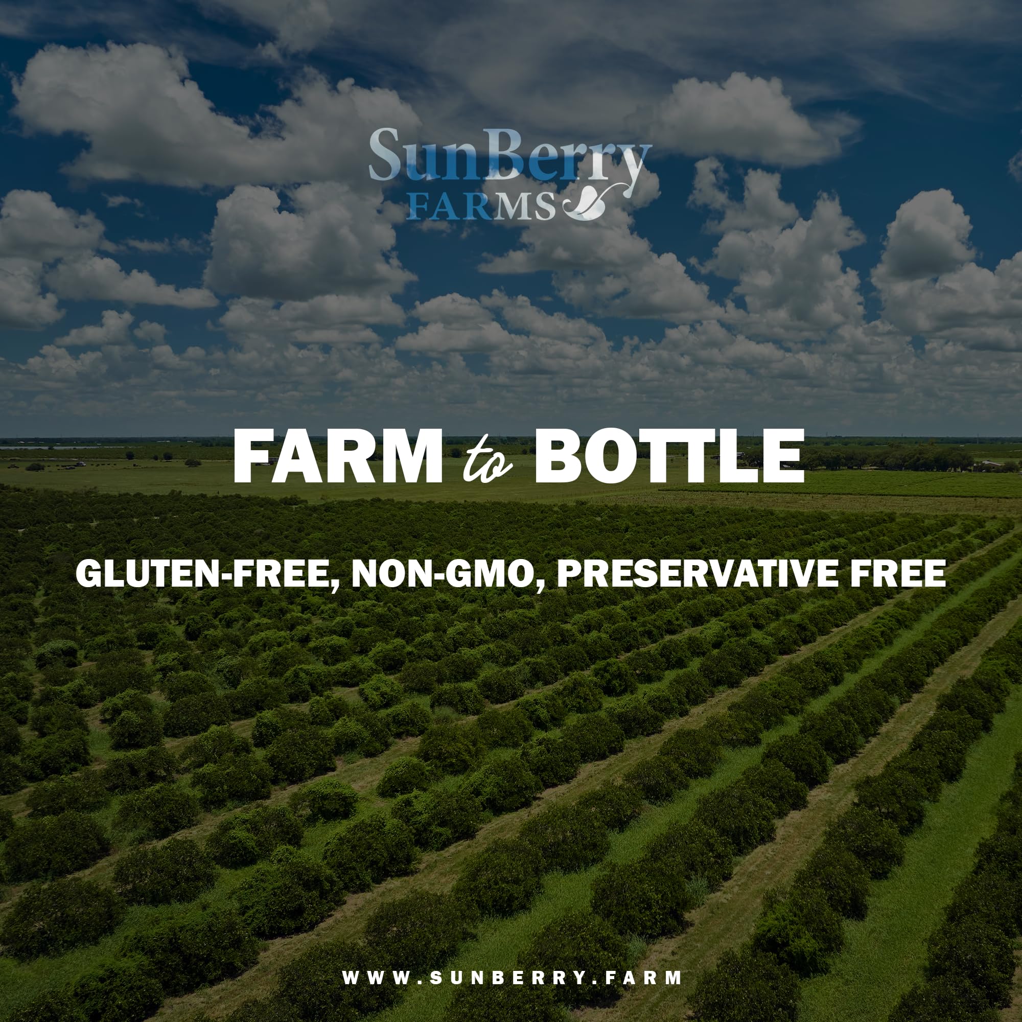 Sunberry Farms gallon on pantry shelf with measuring cup for portioning