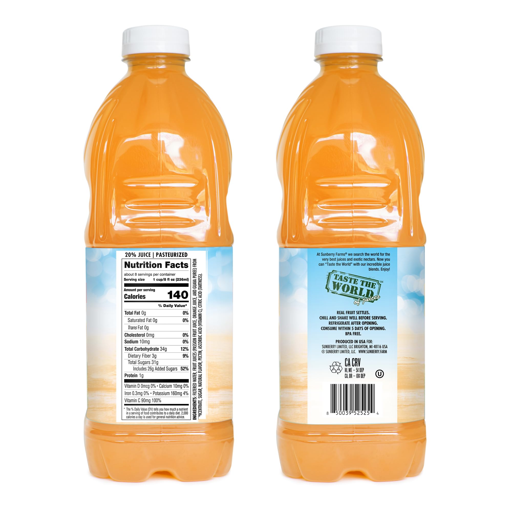 Sunberry Farms bottle side profile displaying volume and cap for easy pouring