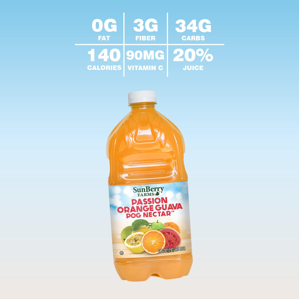 Sunberry Farms POG in pitcher at a party showing shareable family-size use