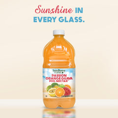 Sunberry Farms POG poured over ice highlighting refreshing tropical serve