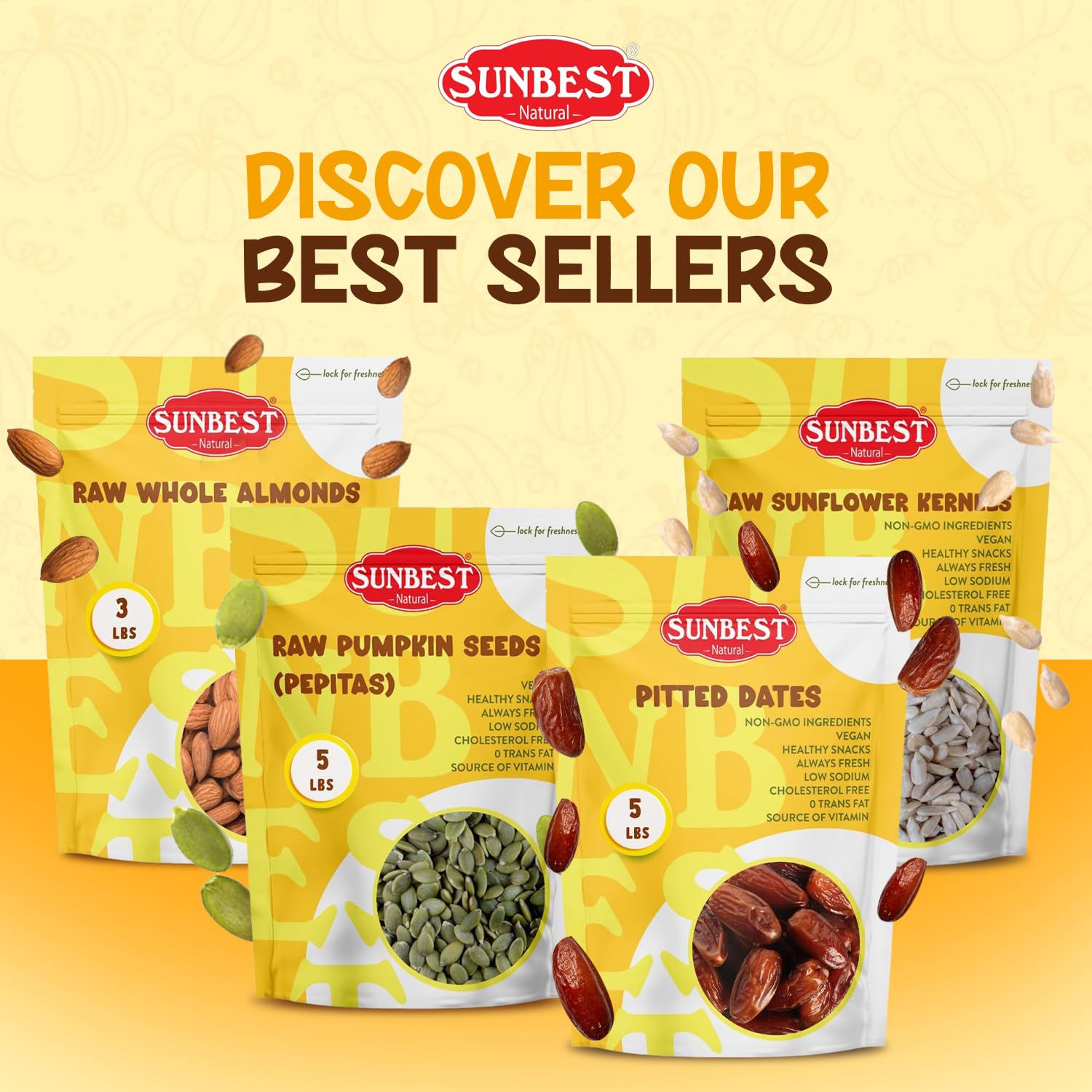 SUNBEST NATURAL 5 lb bag beside a ruler showing scale and bulk value benefit