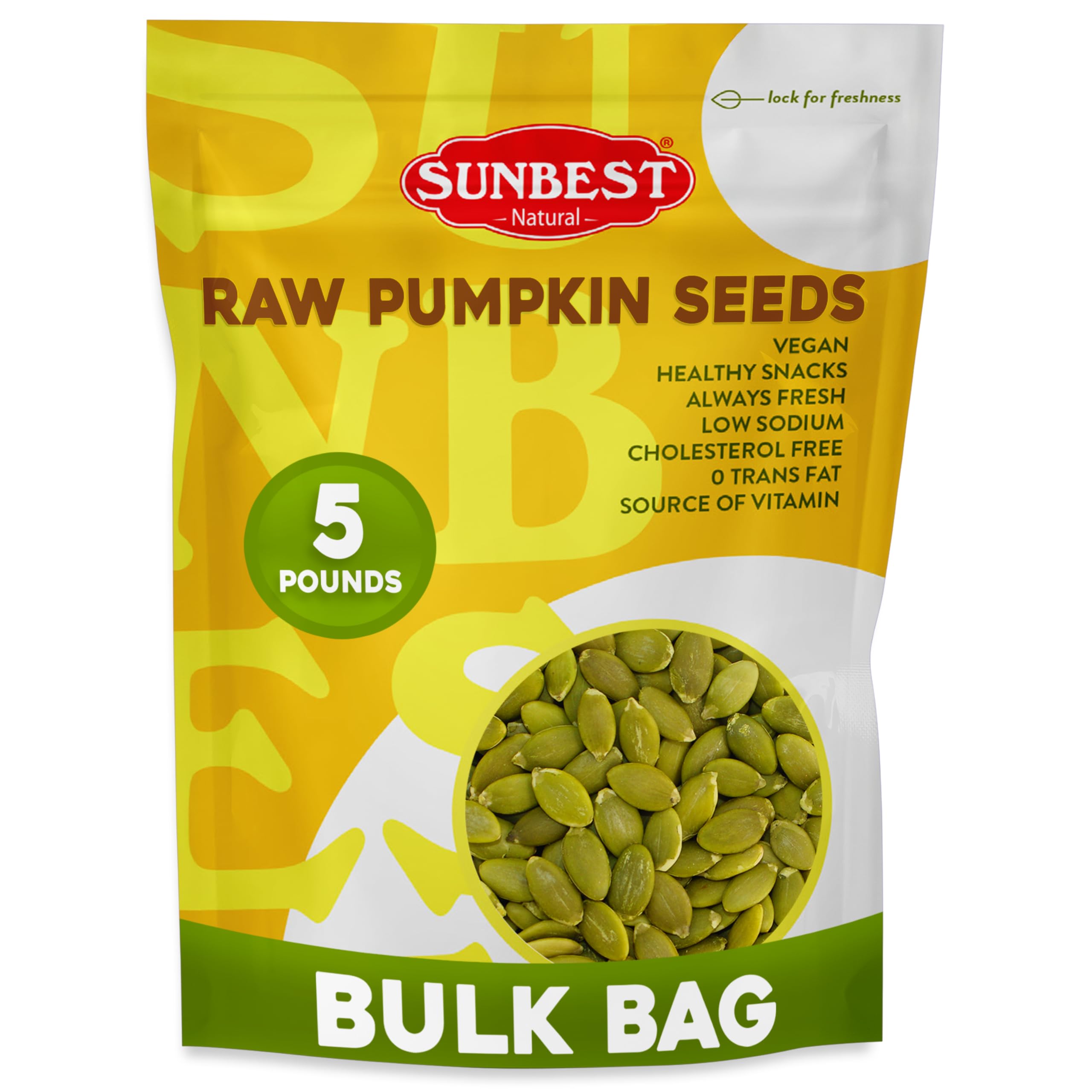 SUNBEST NATURAL front of 5 lb bag showing clean packaging and product name benefit: pantry-ready bulk