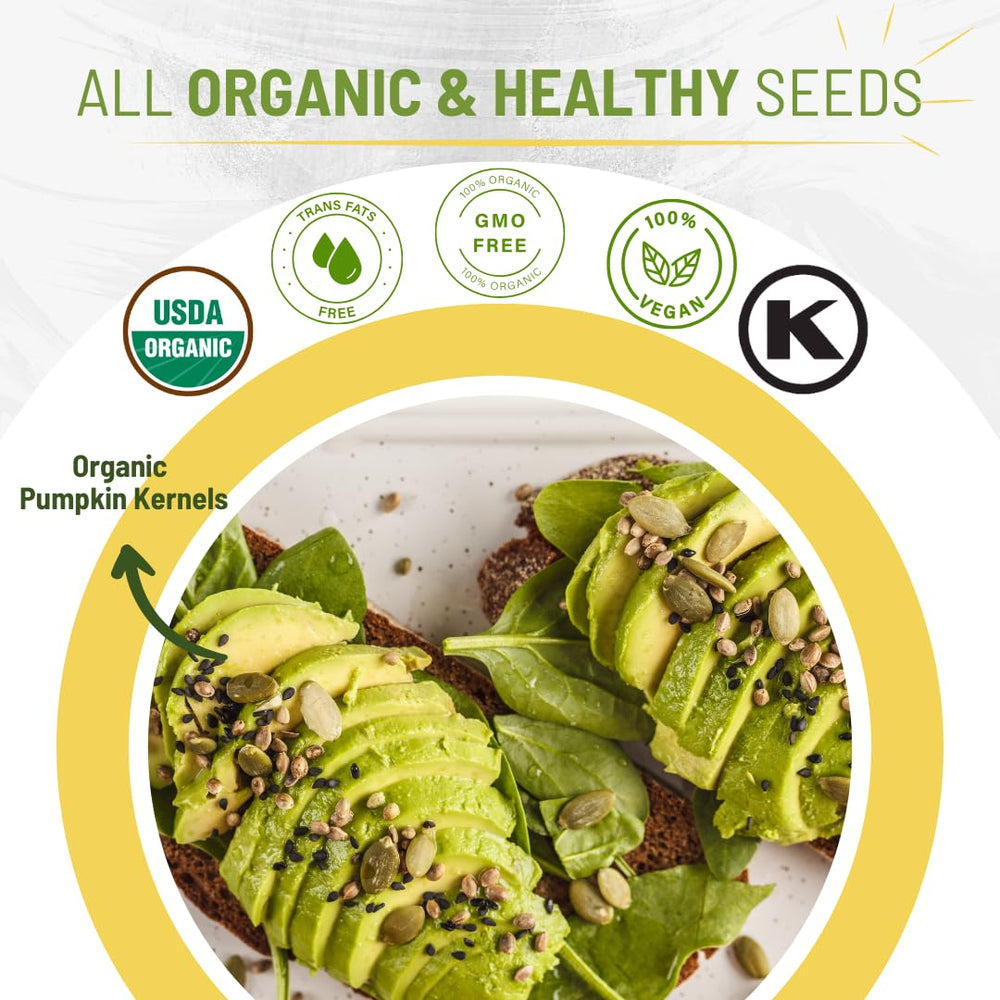 Sunbest Natural close-up of raw pumpkin seed texture, highlights freshness and crunch