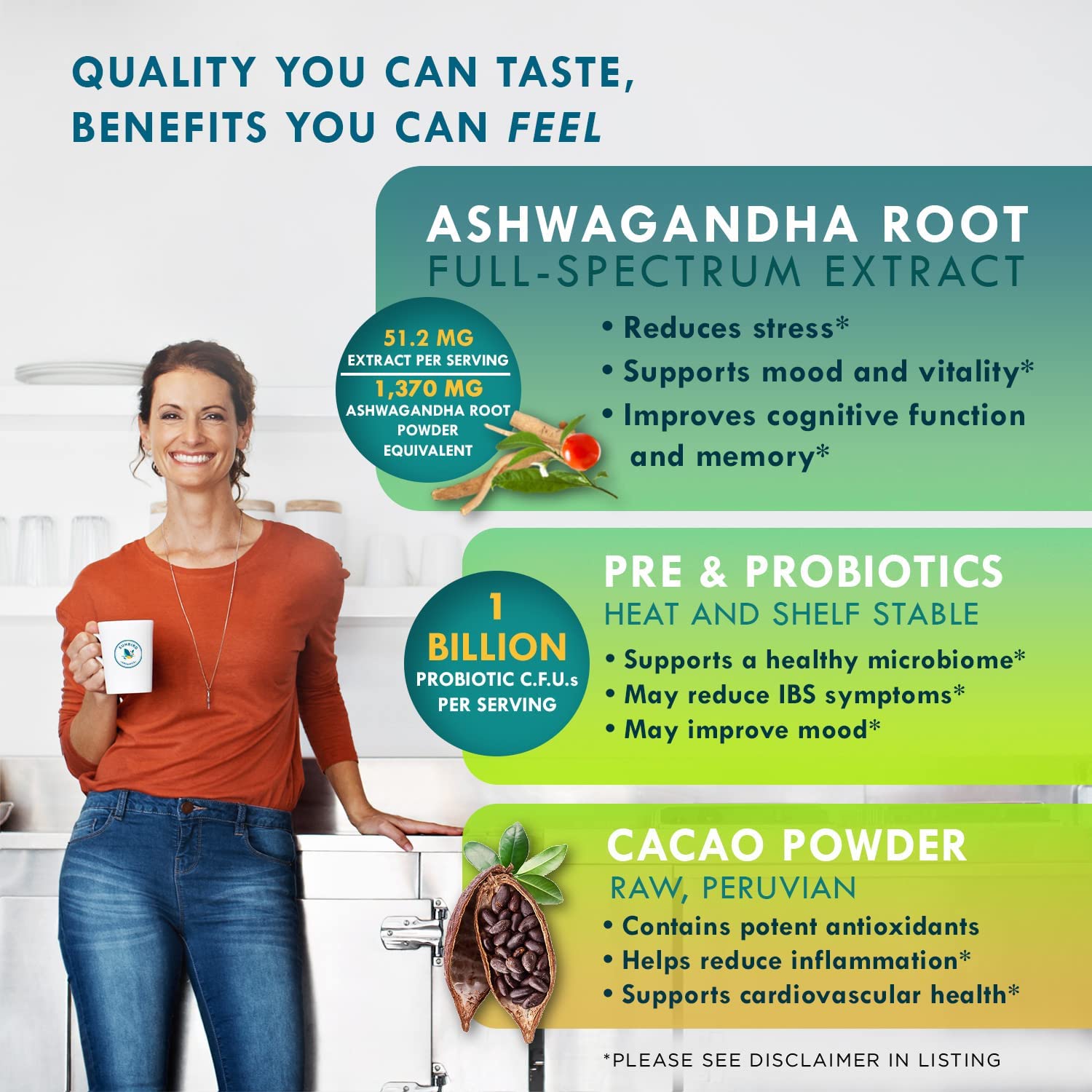Sunbird Organics prepared hot chocolate in mug demonstrating cozy, calming ritual