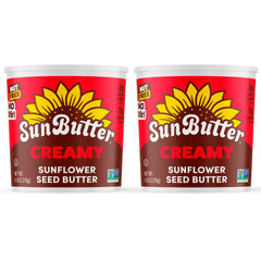 SunButter two five-pound pails front view showing brand and bulk packaging benefit