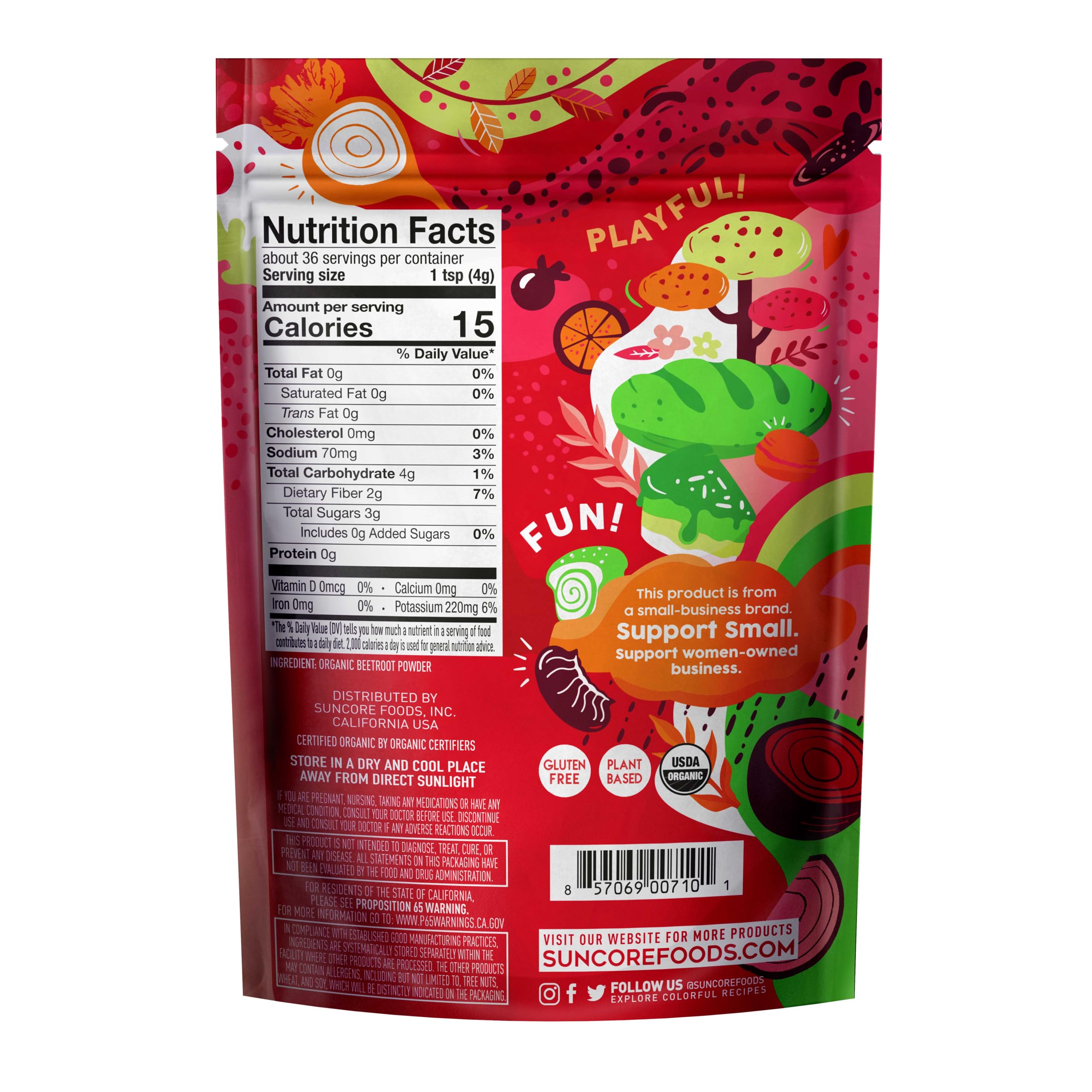 Suncore Foods beet powder heaped on spoon highlighting easy measuring and mixing