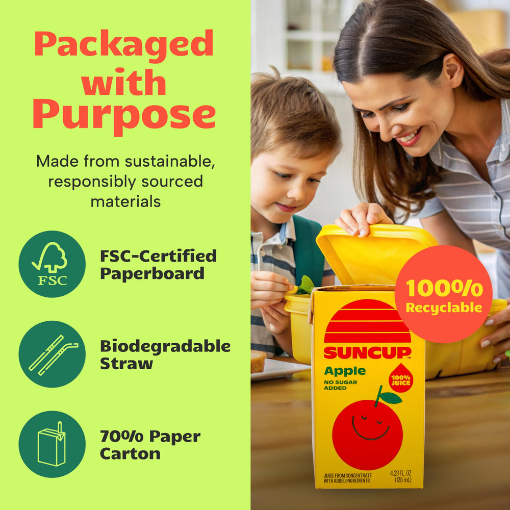 Kids at a party drinking Suncup apple juice boxes enjoying simple, shareable drinks