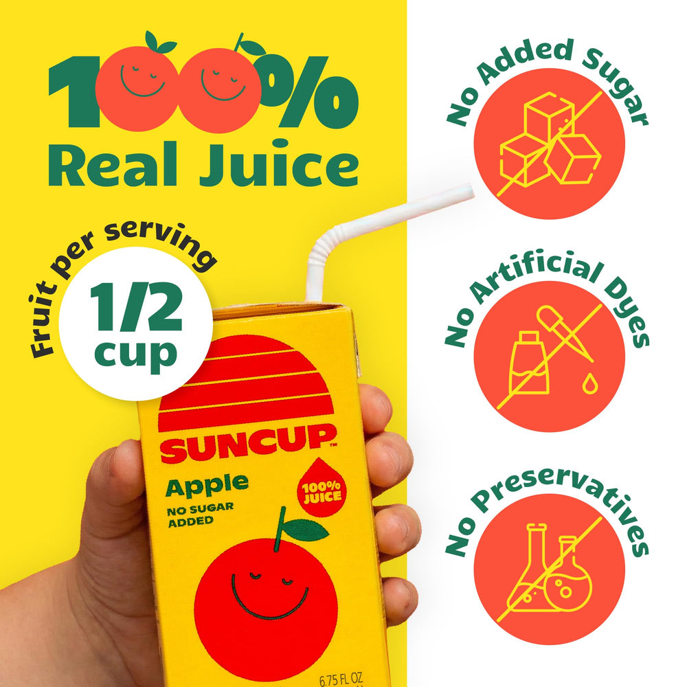 SunCup juice boxes inside a lunchbox ready for kids and teachers