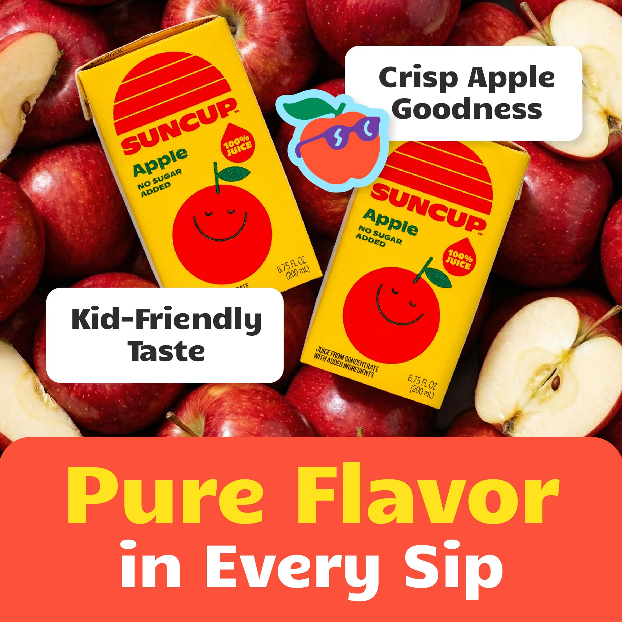 SunCup ingredients label detail showing 100% fruit juice benefit